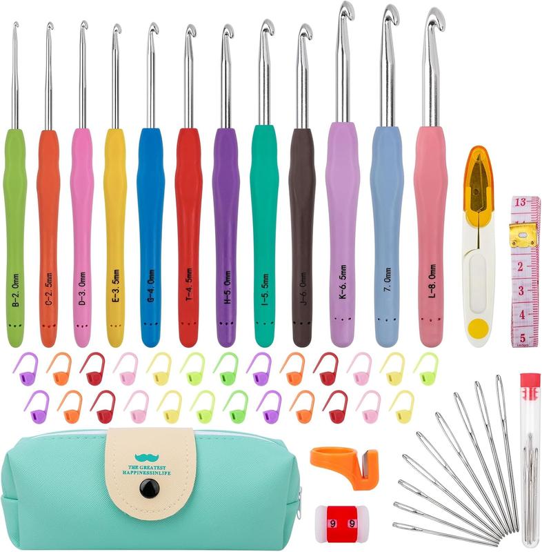 Crochet Hooks 12 Sizes Crochet Hook Set, 51 Pack Yarn Crochet Kit for Beginners, Knitting Needles with  Handles for Arthritic Hands, Crochet Needle Kit with Blue Case for Crocheters