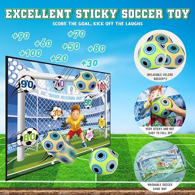 Soccer Ball Games for Kids, Soccer Goal Game with 3 Inflatable Velcro Balls, Indoor and Outdoor Backyard Games Toys for Ages 5-7 8-12, Soccer Gifts for 3 4 5 6 7 8 Year Old Boy Toys basketball toy