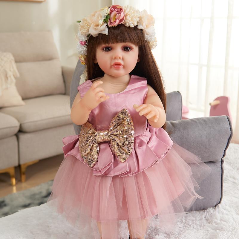 MADOLL 55cm Reborn Baby Doll 19inch Like Real Bebe Princess Toddler Cloth Body Girl Toy with Soft Vinyl Limb Lovely Fashion Birthday Gift