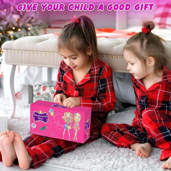 Christmas 76 Pcs Doll Clothes and Accessories with Doll, Princess Gowns, Fashion Dresses, Slip Dresses, Top, Pants, Jumpsuit, Swimsuits, Shoes, Hangers, Doll Dress up Toys for Girls Kids Toddlers Toy Gifts