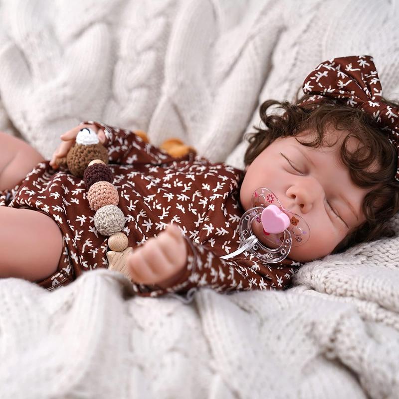 BABESIDE 18-inch Lifelike Reborn Baby Doll - Soft Body Realistic Newborn Girl with Bow Headband, Handmade Gift for Kids Age 3+