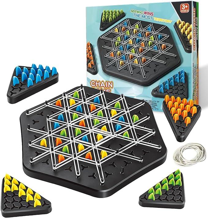 Chain Triangle Chess Game,Family Games for Kids and Adults,,Educational Desktop Chain Chess,Chain Triangle Chess Game- Family Fun Night Chess Set, Family Interactive Board Game,Triggle Board Game,Territory Capture Family Game