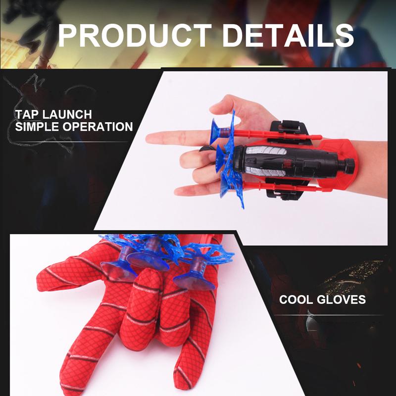 Spider Web Shooter Toy for Kids, Spider Gloves Launcher Cosplay Costume Props Party Supples Superhero Spider Role-Play Toy