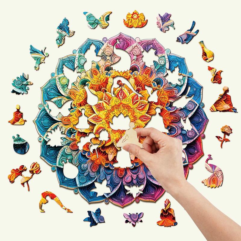 Mandala Mirror Wooden Jigsaw Puzzle - Classic Toy for Children and Adults