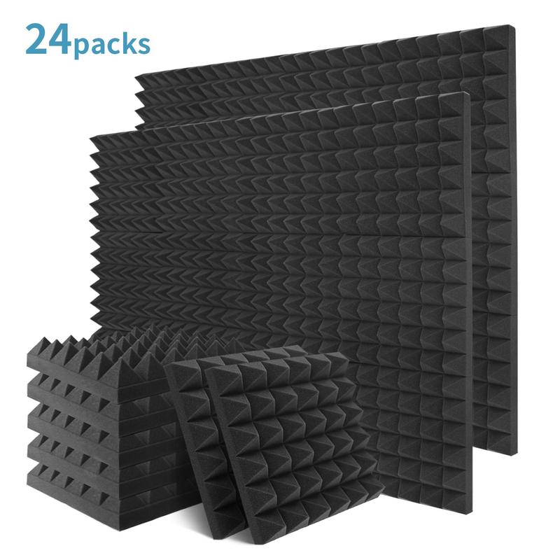 Sound Absorbing Wall Panels for Indoor Studios, 24pcs Pyramid Soundproof Sponge, Music Accessories, Suitable for Indoor Studios and Recording Studios To Minimize Noise, Musical Instruments Accessories, Stocking Fillers Gift