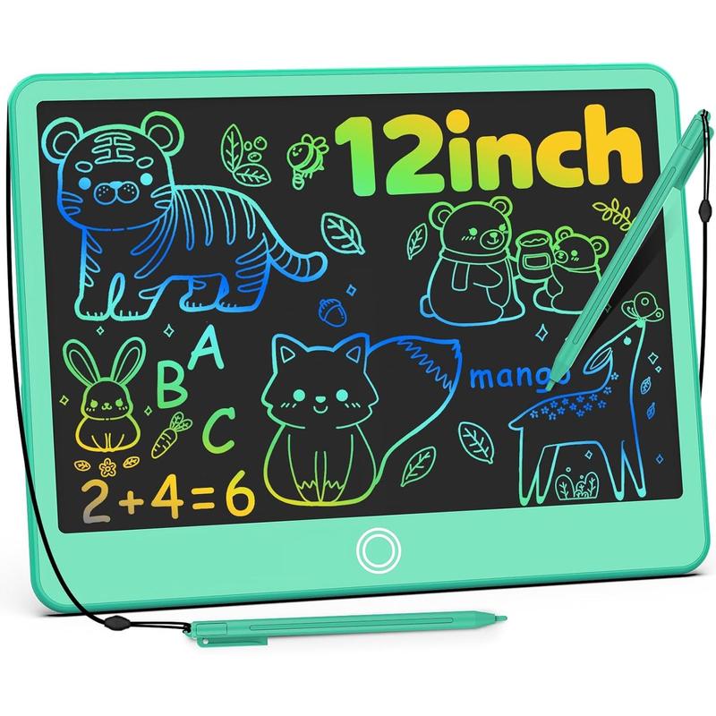 LCD Writing Tablet for Kids, 12 Inch Erasable Doodle Board Colorful Toddler Drawing Pad Mess Free Coloring Board Games Toys Gifts for Toddlers Boys Girls Adults