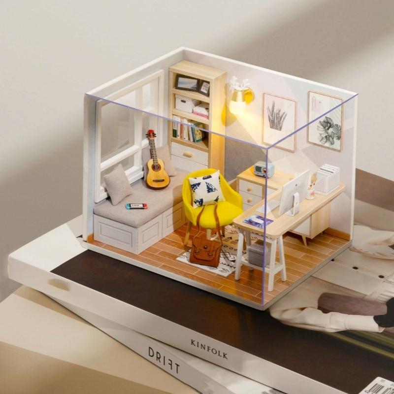 DIY Wooden DIY Miniature House Kit, 1 Box DIY Miniature Book Nook Kit, 3D Puzzle, Birthday Gifts for Teenagers and Adults, Home Decor Micro Model