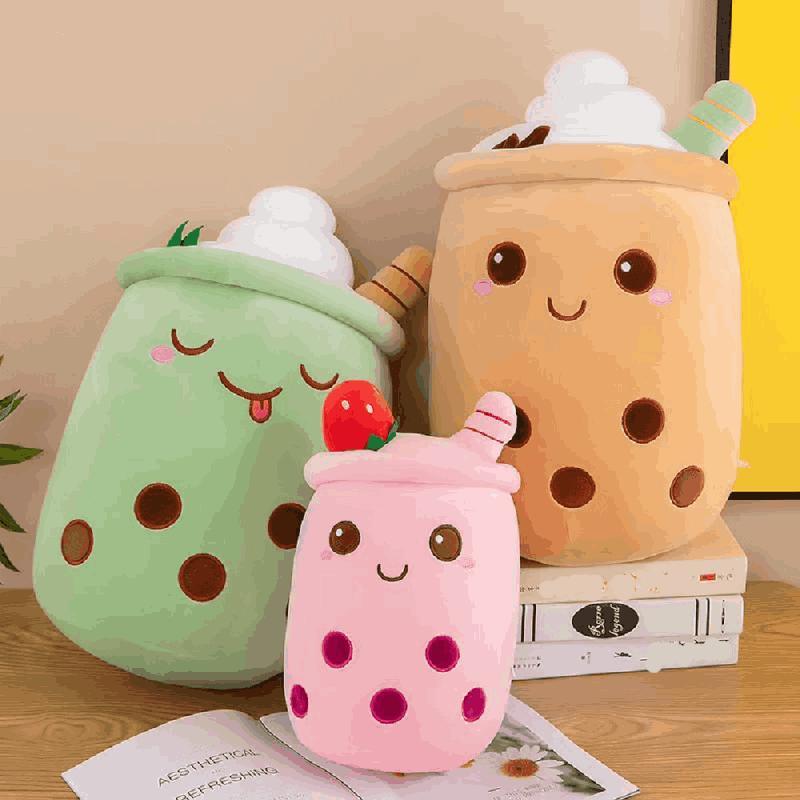 Cute Strawberry Milk Tea Design Plush Toy, 1 Count Cartoon Soft Strawberry Milk Tea Cup Pillow, Home Hugging Gifts, Birthday Gift