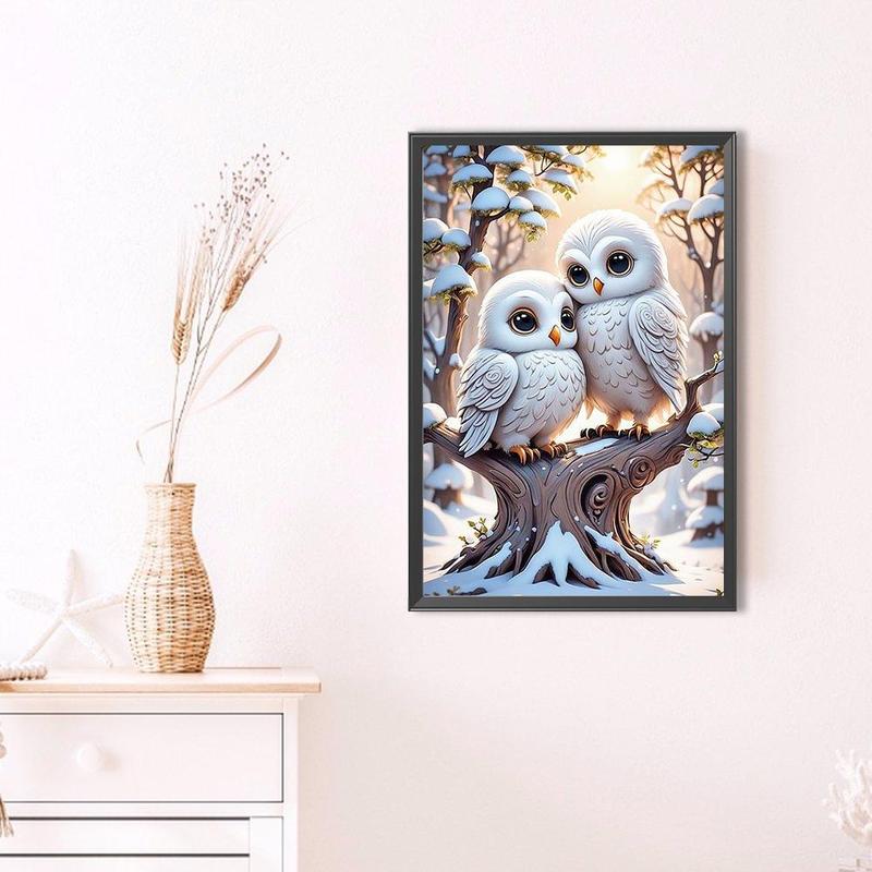 Owl Pattern Acrylic DIY Diamond Arts Colorful Painting without Frame, 5D Diamonds Decorative Art Painting Kit, DIY Decor Painting for Home Bedroom