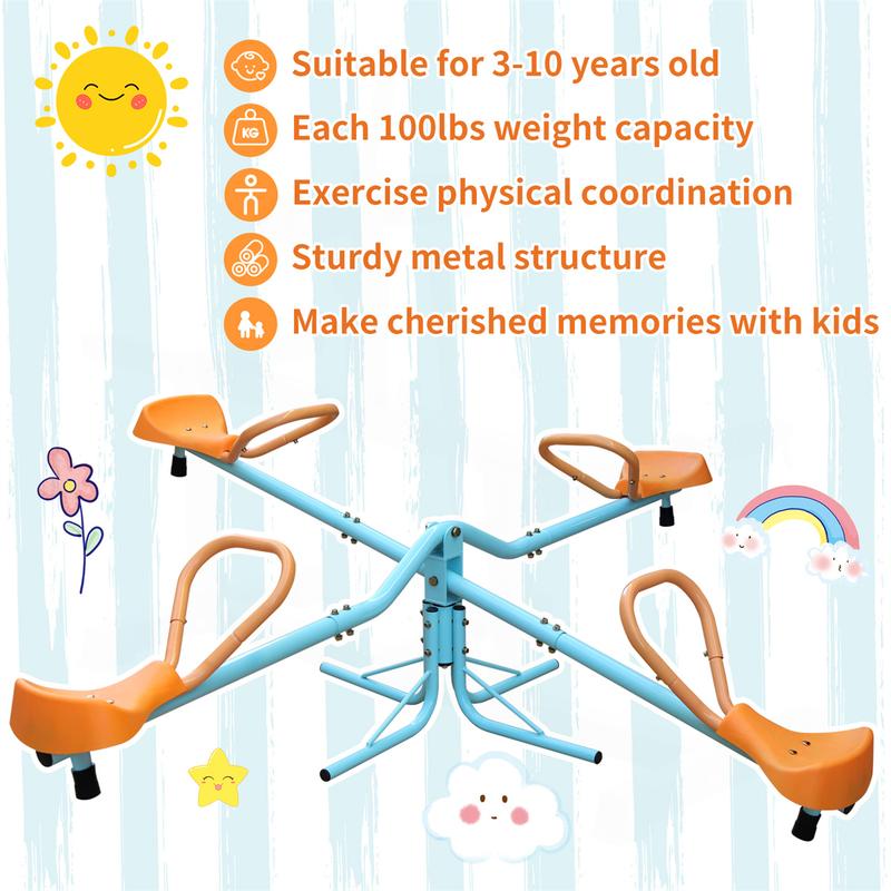 Outdoor Kids Spinning Seesaw Sit and Spin Teeter Totter, Outdoor Playground Equipment for backyard,Sturdy Frame & Durable Material, for kids 3-8 years