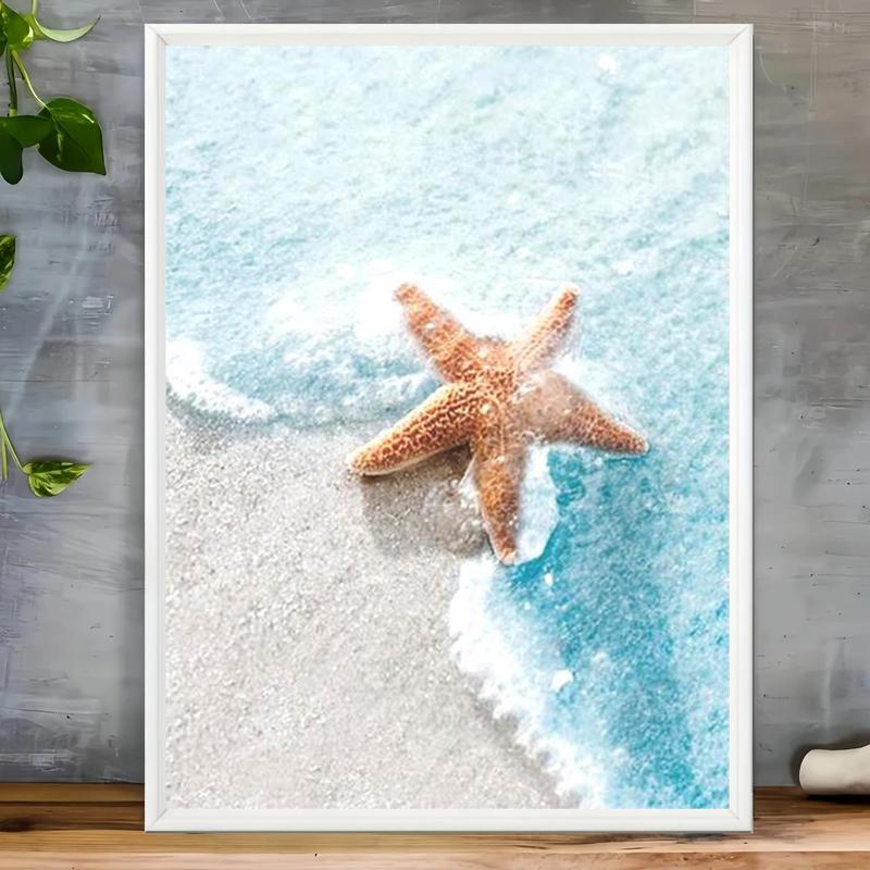 Starfish Pattern DIY Diamond Arts Painting Without Frame, 5D Diamond Arts Painting Kits, DIY Decor Painting For Home Bedroom Living Room And Office