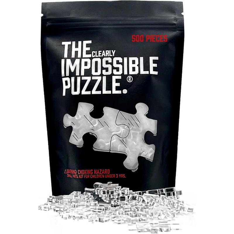 The Clearly Impossible Puzzle 500 count Hard Puzzle for Adults (Acrylic, Jigsaw, 18.75x11 inches, 1 Pound, Made in USA)