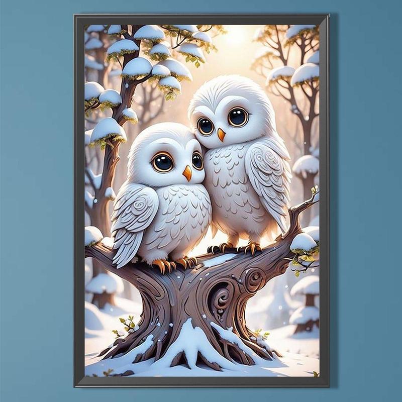 Owl Pattern Acrylic DIY Diamond Arts Colorful Painting without Frame, 5D Diamonds Decorative Art Painting Kit, DIY Decor Painting for Home Bedroom