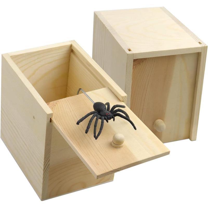 Original Spider Scare Prank Box, Hilarious Wooden Scare Box,Handmade Fun Joke Scarebox Toy,Practical Gift Toy Spider Box Prankoy Prank for Adults