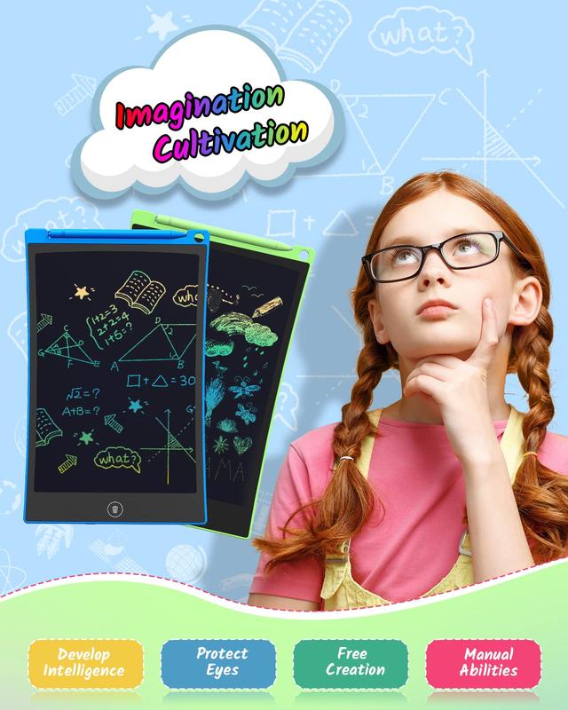 LCD Writing Tablet, 8.5 Inch 2 Pack Colorful Doodle Board Drawing Tablet for Kids, Kids Travel Games Activity Learning Toys Birthday Gifts for  Boys and Girls, Blue Green