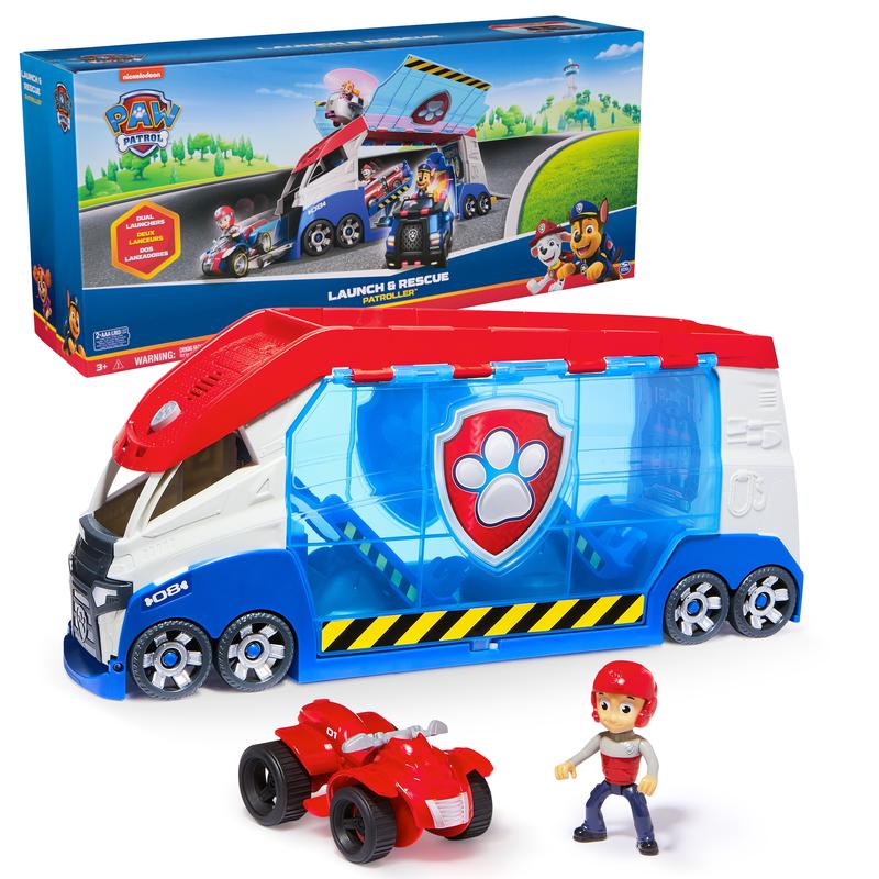 PAW Patrol, Transforming PAW Patroller with Vehicle Launchers, Lights & Sounds, Ryder Action Figure & ATV Toy Car, Kids Toys for Boys & Girls Ages 3+