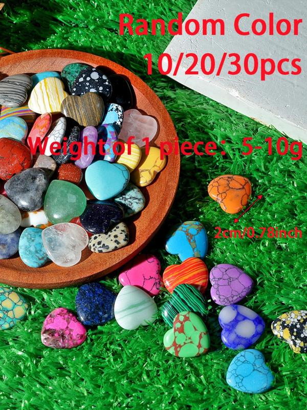 Random Heart Shaped Natural Stone, 10 20 30 Pieces Diy Jewelry Making Supplies for Necklace and Bracelet, Fashion Accessories for Women & Girls for Holiday Engagement Gift