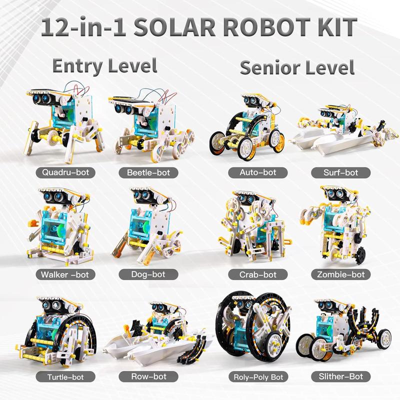 Educational Building Science Experiment Set, 12 in 1 STEM Solar Robot Kit Toys Gifts