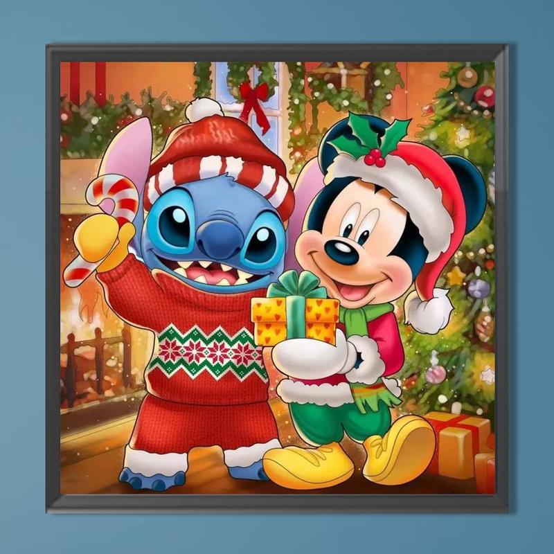 Cartoon Mickey & Stitch Pattern DIY Diamond Arts Colorful Painting Kit without Frame, DIY 5D Diamond Arts Painting Kit, Wall Art Decor for Home