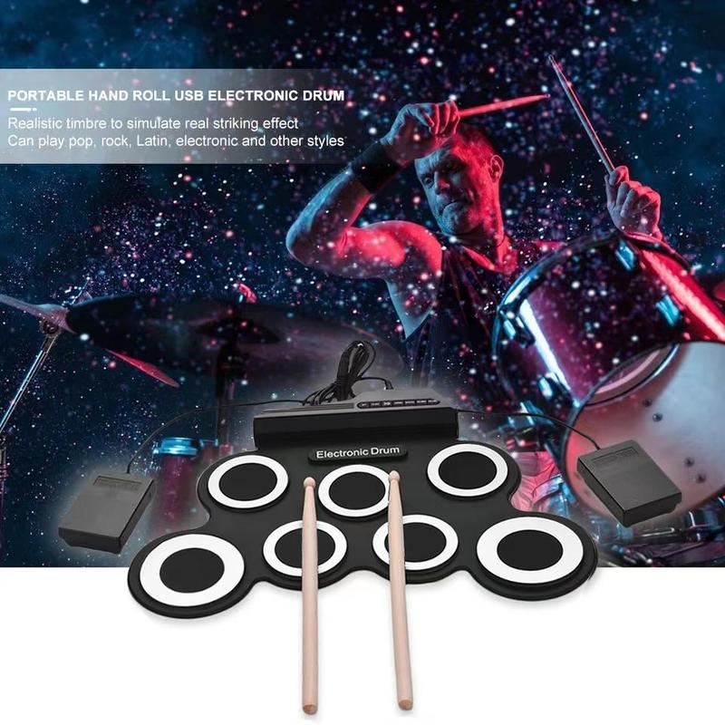 Spring Portable Electronic Drum Kit, 1 Set Foldable Electric Drum, Electric Drum Kit for Beginners, Electric Drum Pad, Christmas Gift