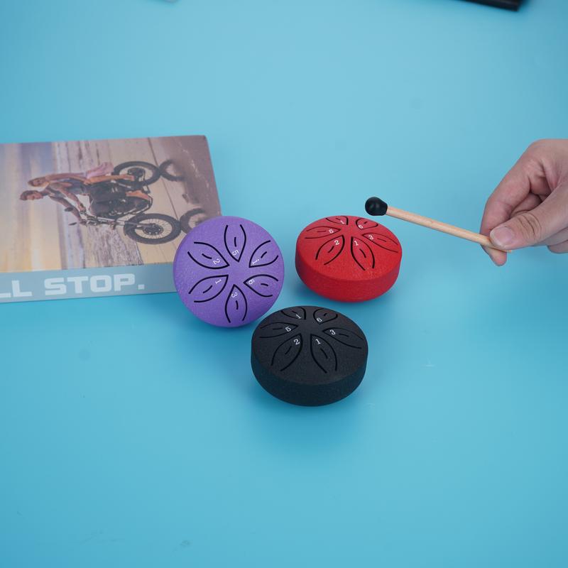 Rain Drum for Outside,Steel Tongue Drum Rain Chime Waterproof, Steel Tongue Drum 3 Inches 6 Notes, Mini Handpan Drum