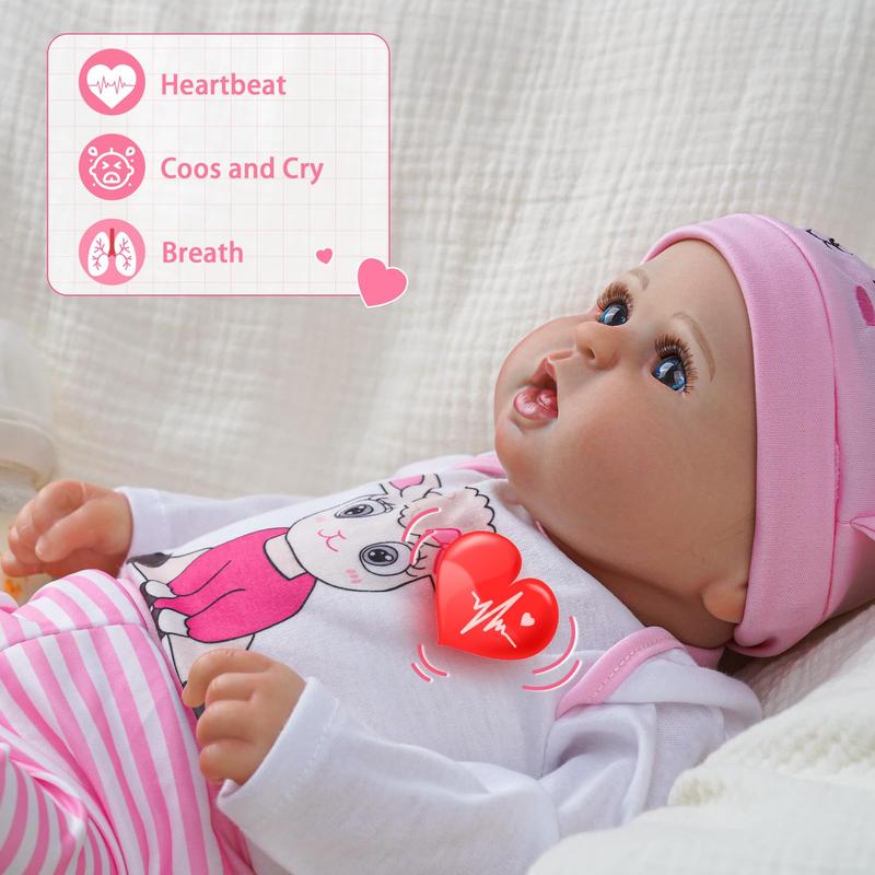 BABESIDE Reborn Baby Dolls with Voice Heartbeat and Breathing - Bailyn, 20 inches Realistic Newborn Soft Baby Dolls with Toy Accessories Gift Set for Kids Age 3+