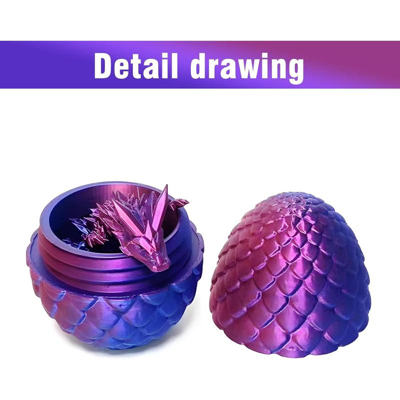 3D Printed Dragon Egg, Fully Jointed Mysterious Dragon Egg with Dragon Inside, 3D Printed Crystal Dragon Toy Surprise Home Decor for Kids Boys Girls Gift