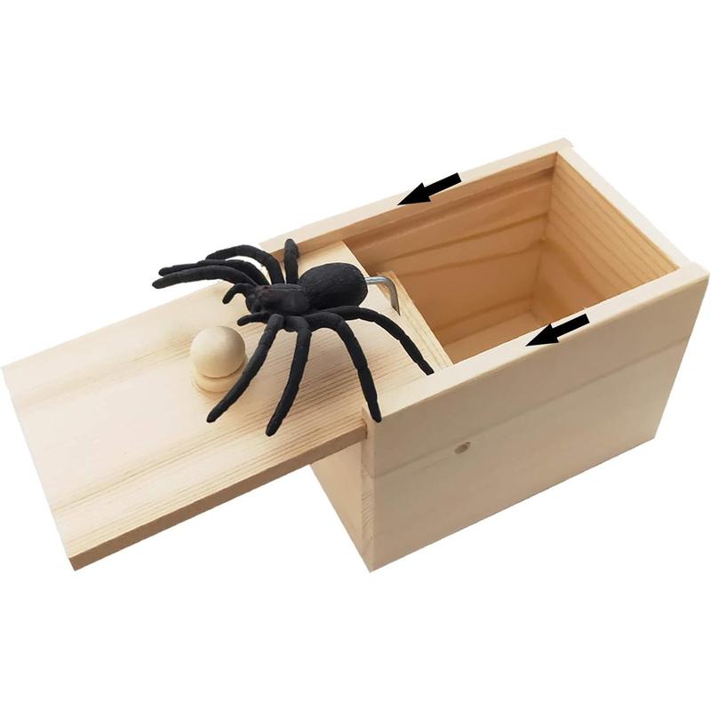 Original Spider Scare Prank Box, Hilarious Wooden Scare Box,Handmade Fun Joke Scarebox Toy,Practical Gift Toy Spider Box Prankoy Prank for Adults