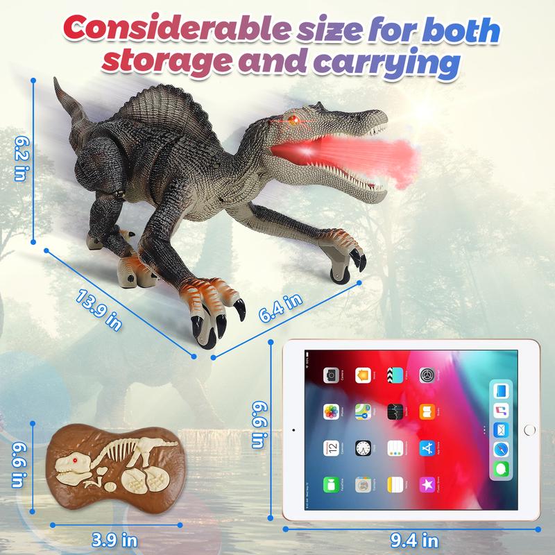 Remote Control Jurassic Dino: Spinosaurus vs T-Rex, Swift Movement & Water Spray, Ideal Boys' Gift