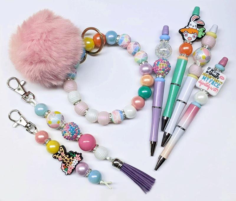 Fluffy Fuzzy Rondelle (Abacus) Spacer Beads ~ Mix Set ~ For Making Wristlets, Pens, Keychains, Bag Tags and More