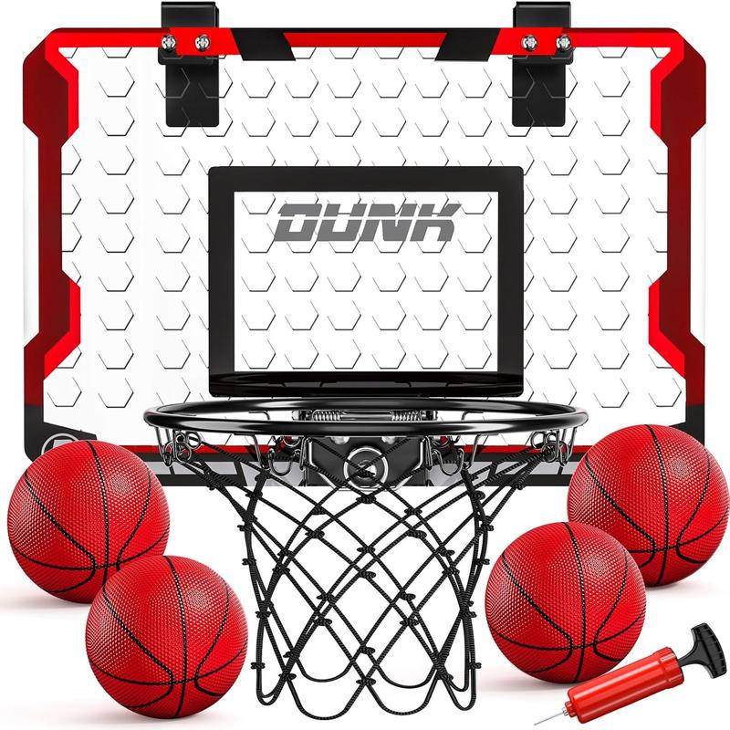 Red Basketball Hoop Indoor , Basketball Hoop for Door with 4 Balls, Indoor Mini Basketball Hoop, Basketball Game Toys