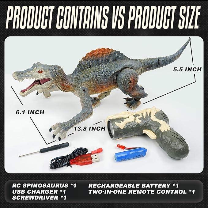 BEZGAR Remote Control Dinosaur,Spinosaurus Animal Toys，Best Gift for Boys, Best Dream for Jurassic Fan's，Birthday present for age 4+ dinosaur  animal