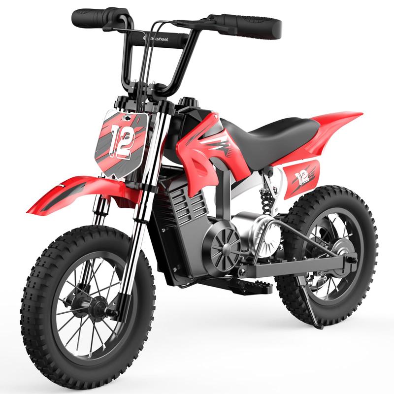 isinwheel A12 Electric Dirt Bike for Kids, 350W Motor,  Up to 15.5MPH,14 Miles Long-Range, 3-Speed Modes, LED Lights, Dual Shock Absorption, Electric Kids Motorcycle for Ages 3-10