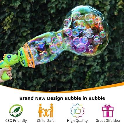 Bubble Machine, Dinosaur Bubble Machines for Children, Toy with Bubble Solution, Boys Girls Games Garden Outdoor Easter Gifts Toy Bubble Machine 3 4 5 6 7 8 Years