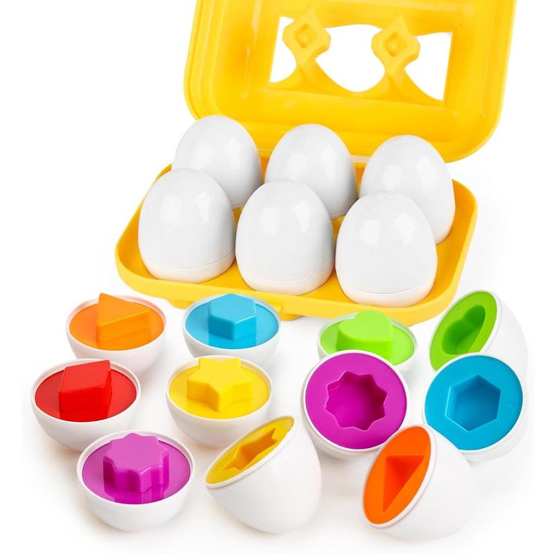 12PCS Matching Eggs Shape sorter Toy Educational Toy for Kids Easter Toy Eggs for Boys Girls