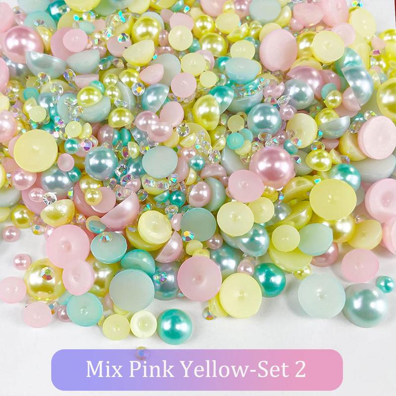 Mixed Color Faux Pearl & Rhinestone, 1200pcs box DIY Materials For Nail Art, Face Body Art Crafts, Jewelry Decoration