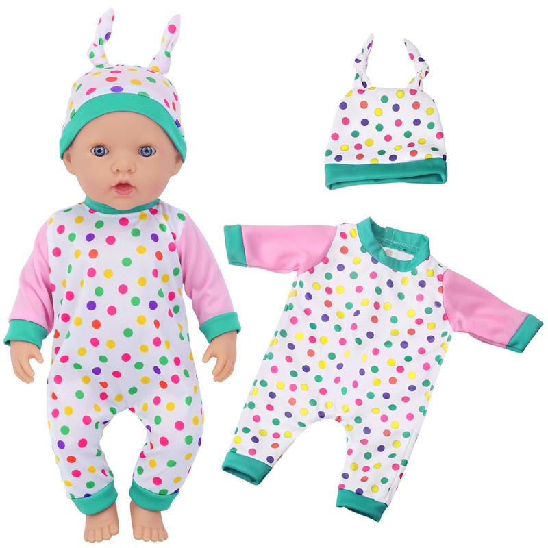 5 Sets Baby Doll Clothes and Hat for 14-16 Inch Doll, Alive Doll Outfits Playtime Jumpsuits Fit in 15 Inch Dolls Reborn,10 Pcs in Total Doll Clothes and Accessories for 18 Inch Doll