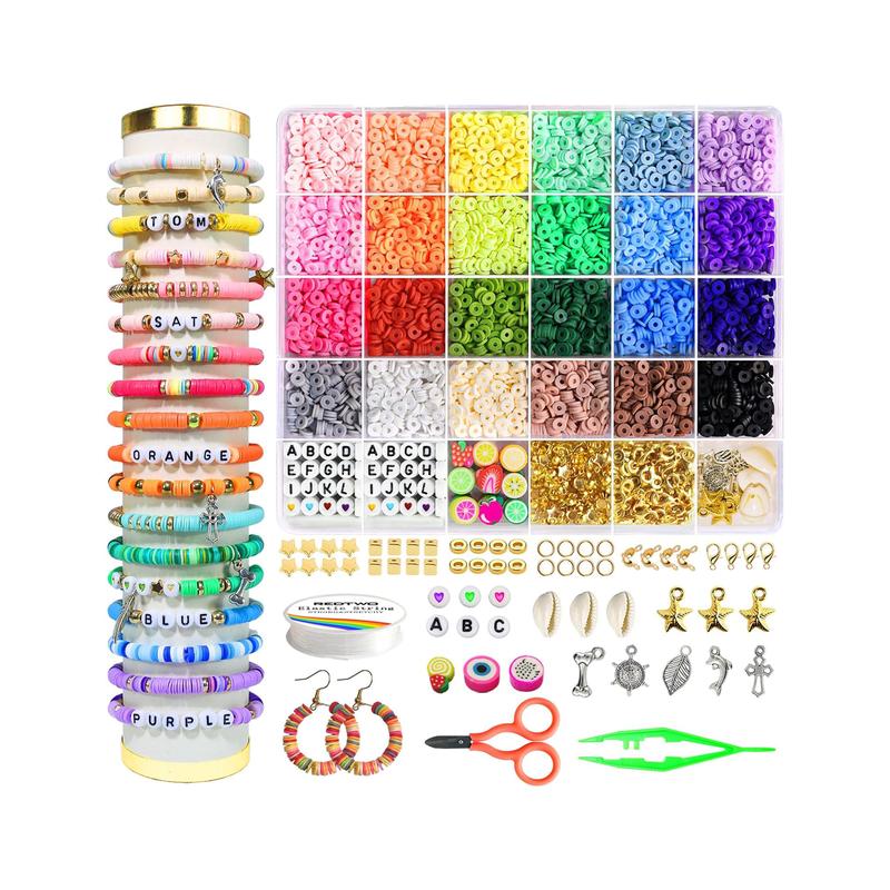 4200 Pcs Clay Beads Bracelet Making Kit, Friendship Preppy Flat Polymer Heishi Beads Jewelry Kits with Charms