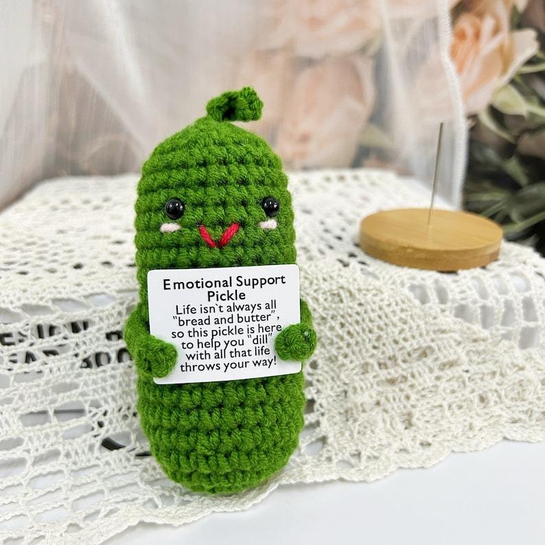 2PCS Gift Set Handmade Crochet Pickle with Warmming Sunflower-Emotional Support Pickle-Emotional Support Plant-Caring Gift-Mother's Day Gift