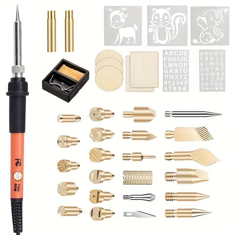 37-Piece Deluxe Pyrography Wood Burning Kit for Beginners - Adjustable Professional Wood Burner Pen Tool with Temperature Control, Multiple Accessories, and Woodburning Embossing Carving Capabilities for DIY Crafting and Art Projects