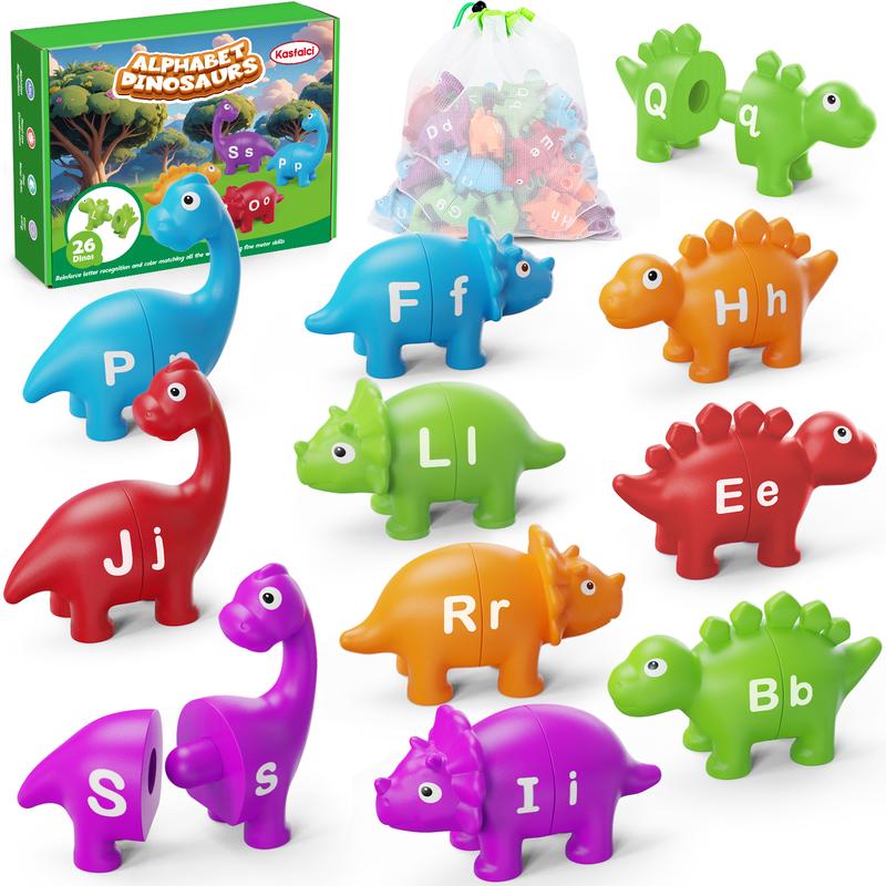 Kasfalci Alphabet Learning Toys, Dinosaur Toys,Matching Letter Game, Color Sorting, Educational Montessori Fine Motor Toys, Learning Activities