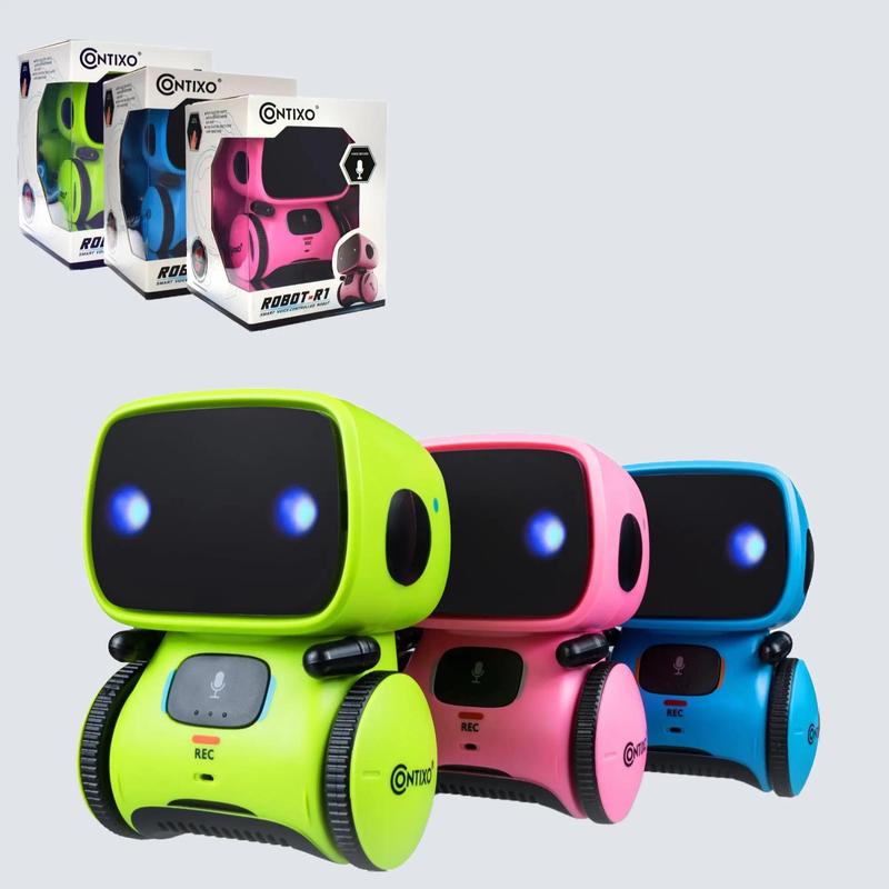 Contixo R1 Interactive Robot for Kids | Voice Control, Singing, Dancing | Ages 3+ | Fun Gift with Gesture Sensing in Pink, Blue, Green