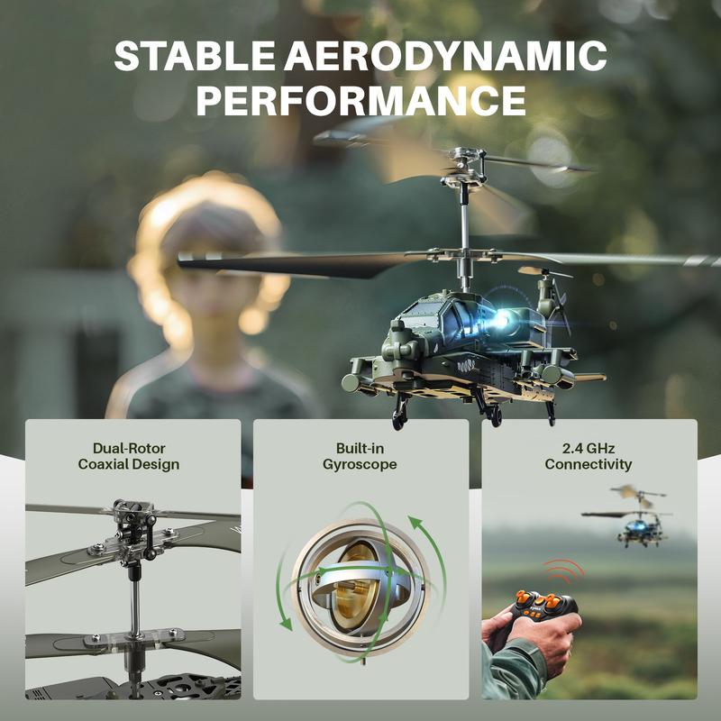 SYMA S51H Remote Control Helicopter, RC Helicopter 2.4GHz Military Army Helicopter Toys for Boys Girls Kids with Altitude Hold, One Key Take Off Landing, LED Light, Low Battery Reminder rc helicopter