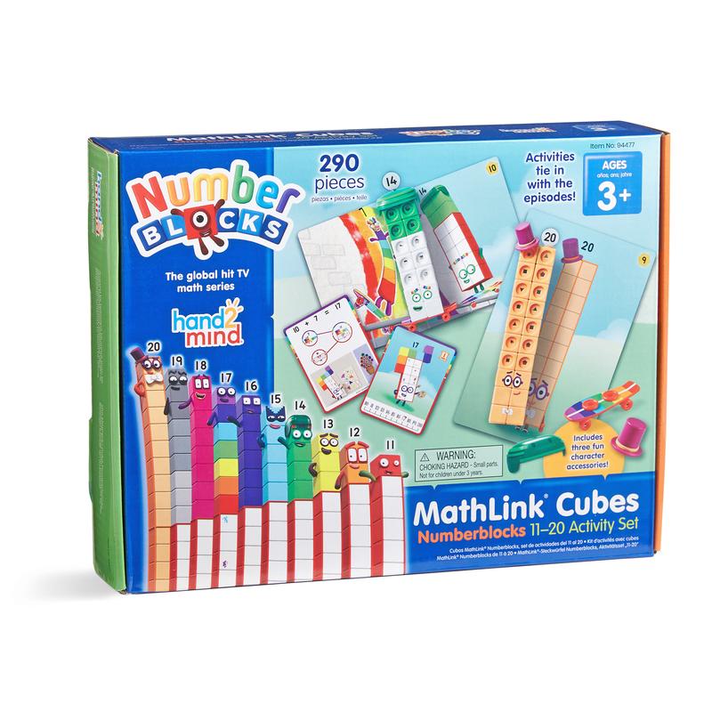 hand2mind Numberblocks MathLink Cubes 11-20 Activity Set, 30 Numberblocks Activities Linked to TV Episodes, 155 NumberBlocks MathLink Cubes, Numberblocks Toys, Math Cubes, Homeschool Supplies