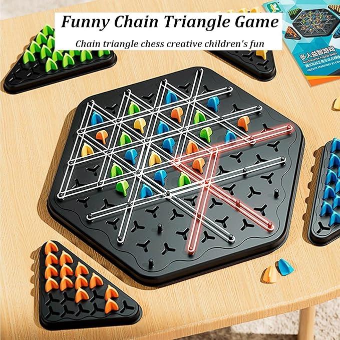 Chain Triangle Chess Game-Family Fun Night Chess Set,2 to 4 Players,Chain Chess Desktop Puzzle Strategy Games,Family Interactive Board Game,Hand-eye coordination game, birthday gifts,children's gifts,Party Leisure Interactive Game Props Triangle Chain