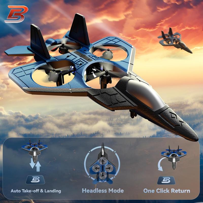 BEZGAR RC Airplane, F22 Raptor Fighter Model, RC Helicopter, Stunt Plane with LED Lights, rc planes for adults, Suitable for Children 4-12 Years Old