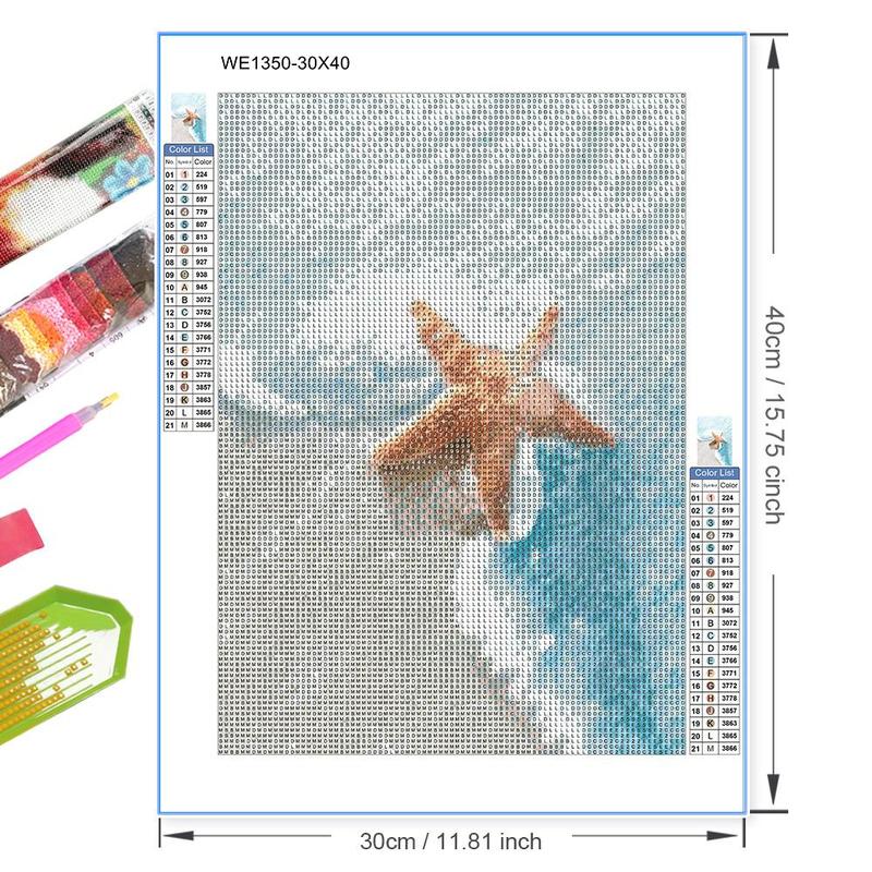 Starfish Pattern DIY Diamond Arts Painting Without Frame, 5D Diamond Arts Painting Kits, DIY Decor Painting For Home Bedroom Living Room And Office