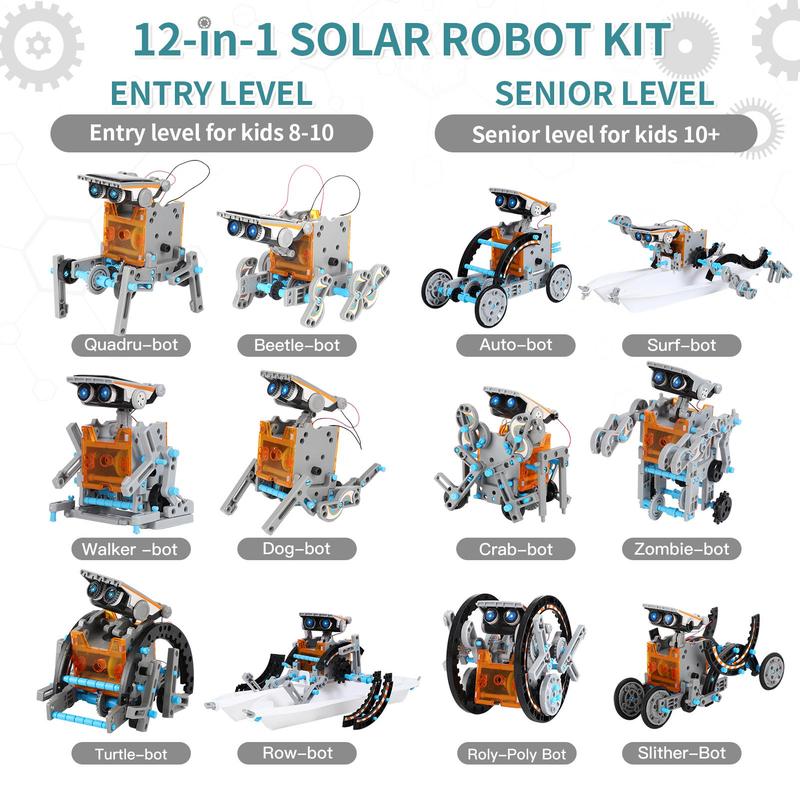 Educational Building Science Experiment Set, 12 in 1 STEM Solar Robot Kit Toys Gifts