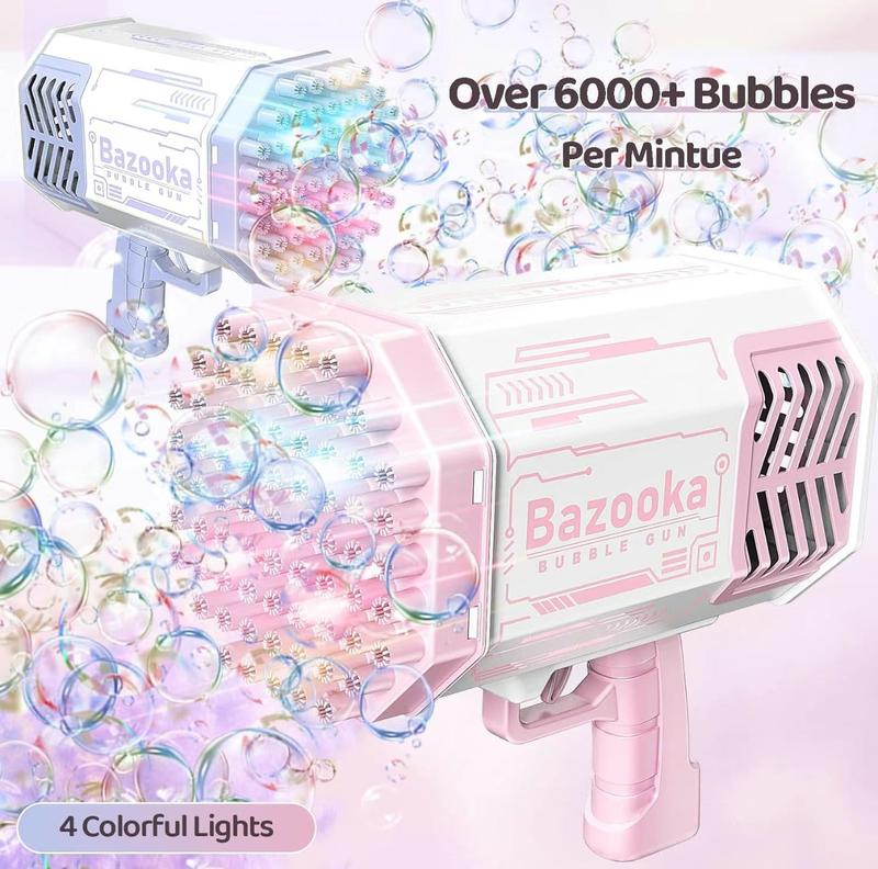 Bubble Gun Rocket 69 Holes Soap Blaster Machine, Bazooka Bubble Launcher Blower Toys for Kids Outdoor Indoor, Bubble Maker for Party Birthday Wedding