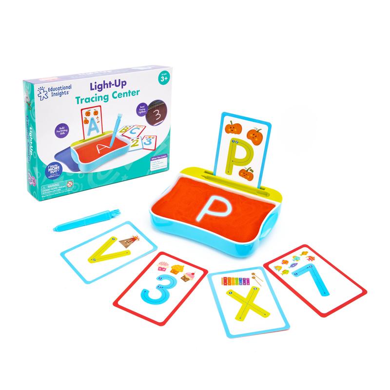 Educational Insights Light-Up Tracing Center Alphabet Activity Set, Montessori Sand Tray, Learn to Write Letters, Ages 3+